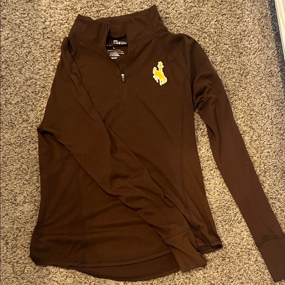 Wyoming Cowboys Brown Quarter-Zip Pullover with Yellow Logo